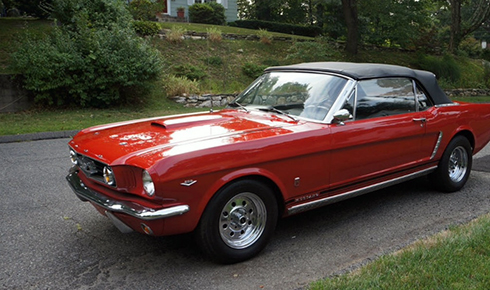 1965 Ford Mustang convertible in Red