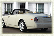 Rolls Royce Phantom Limousine drop-head convertible in Corniche White with Cream leather interior and private plates